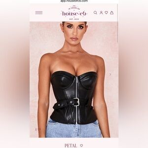 House of CB Black Leather Corset Top